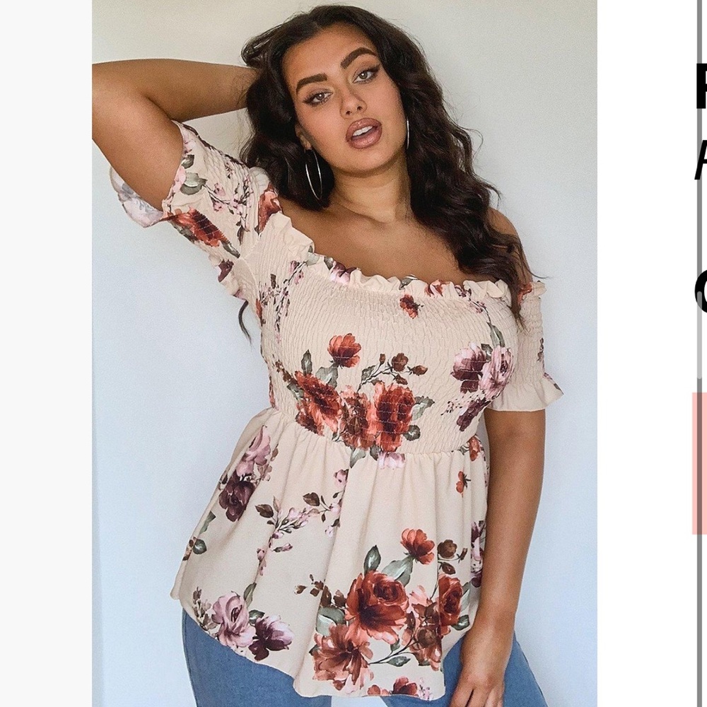 Boohoo Floral off the shoulder top